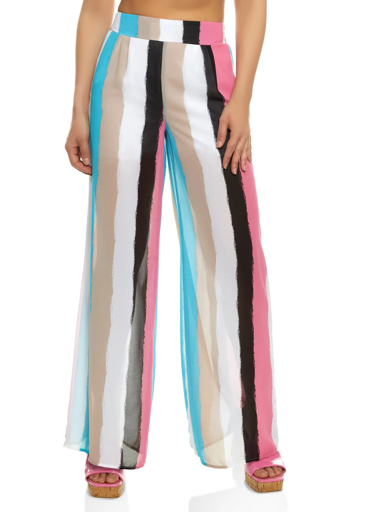 Smudge Striped Lined Palazzo Pants sold by Rainbow