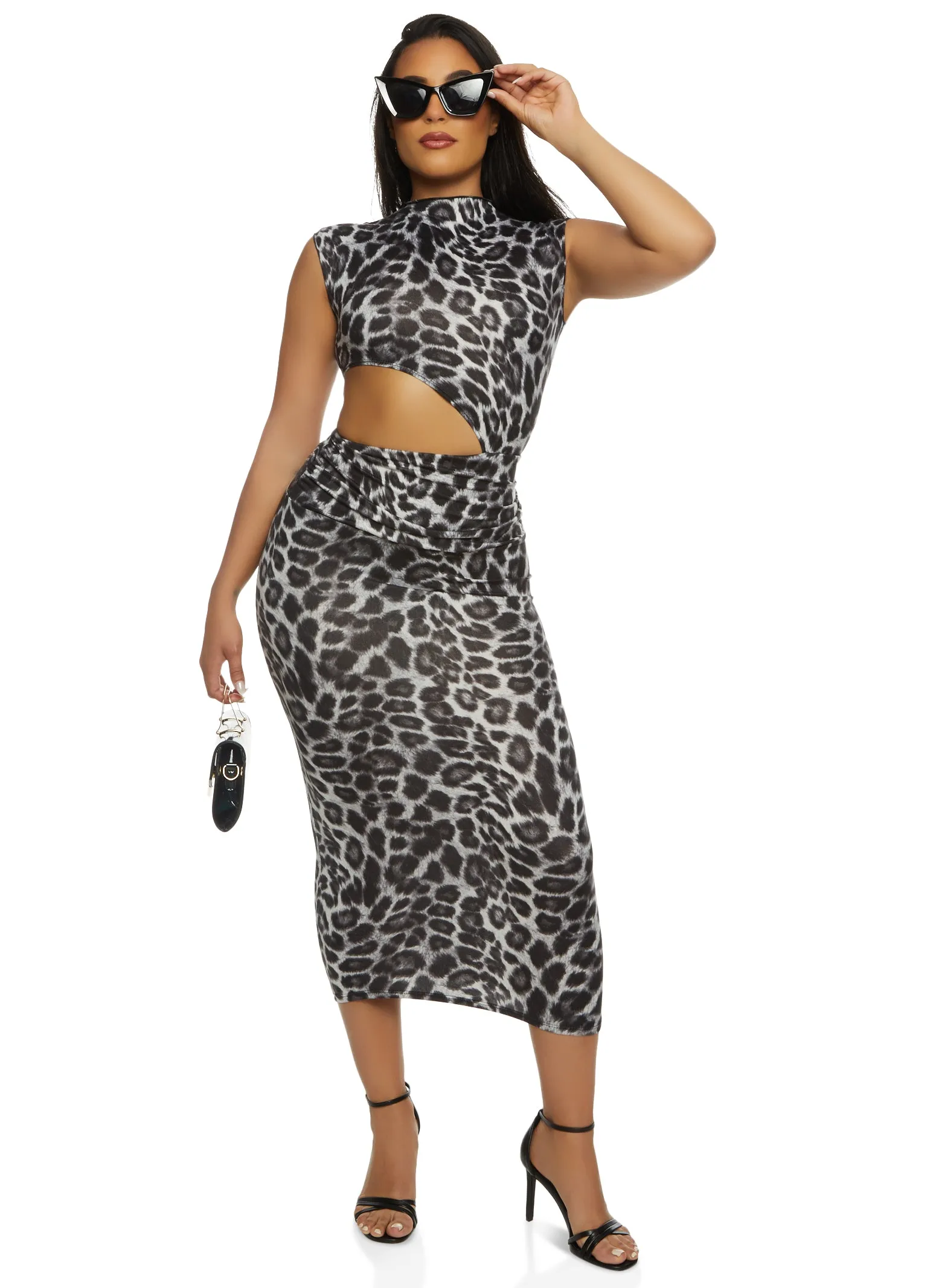 Leopard Cut Out Bodycon Maxi Dress sold by Rainbow