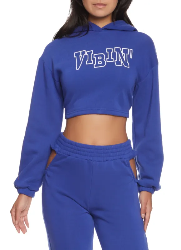 Open Back Vibin Cropped Hoodie sold by Rainbow