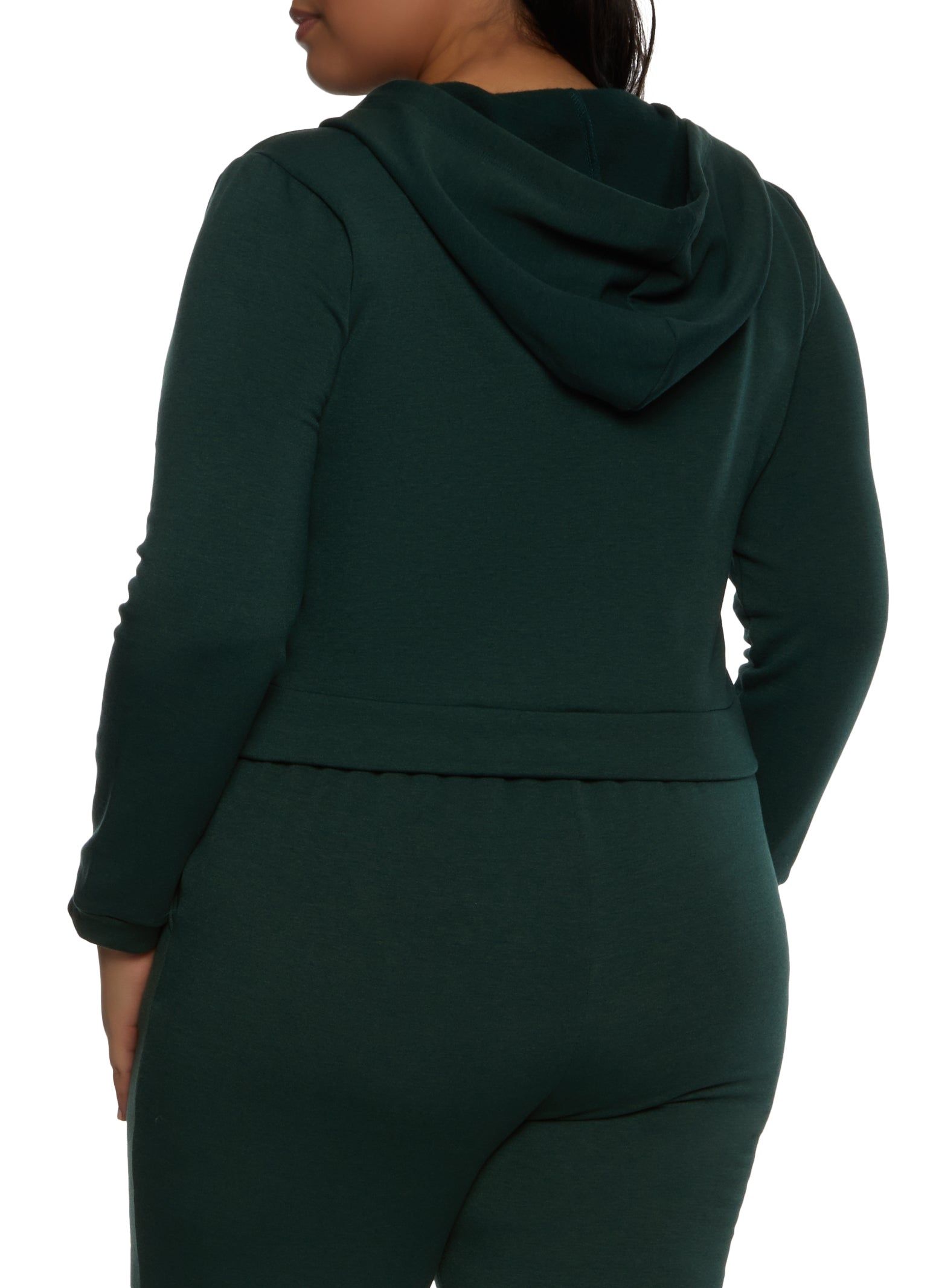 Plus Size Fleece Zip Front Cropped Hoodie sold by Rainbow product image thumbnail 3