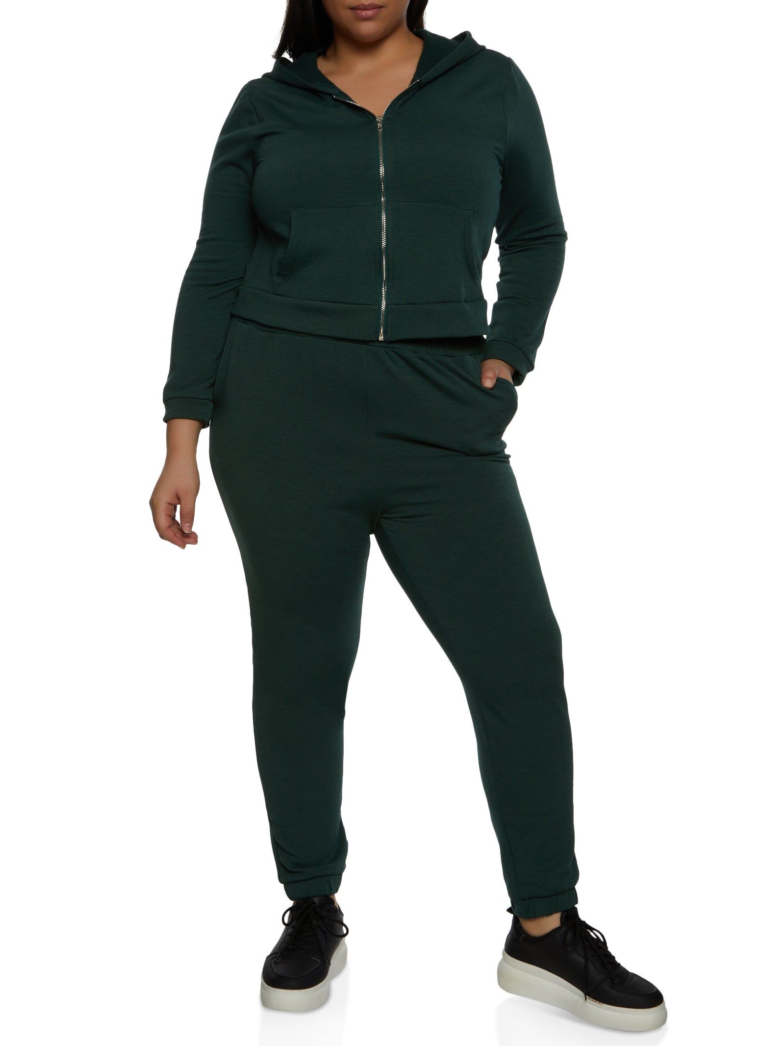 Plus Size Fleece Zip Front Cropped Hoodie sold by Rainbow product image thumbnail 2