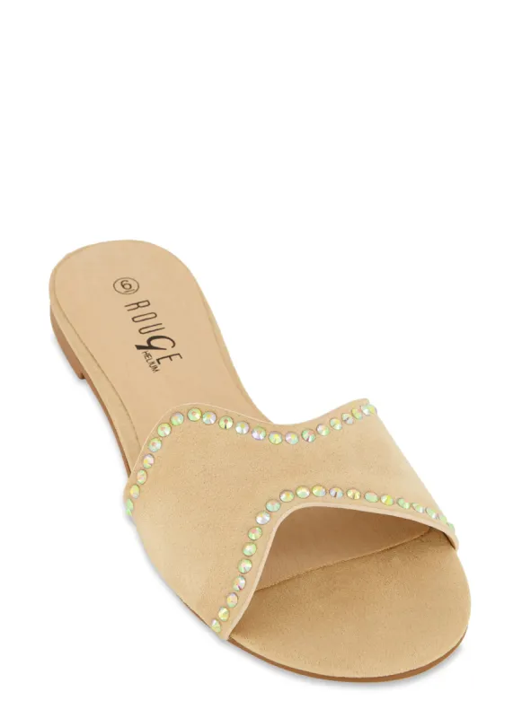 Rhinestone Open Toe Flat Sandals sold by Rainbow
