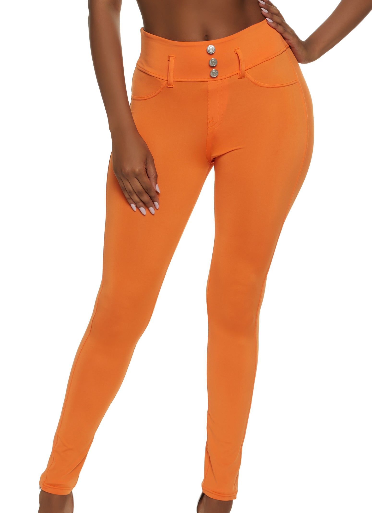 Triple Button Detail Scuba Pants sold by Rainbow