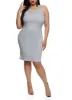 Plus Size Ribbed High Neck Midi Tank Dress sold by Rainbow