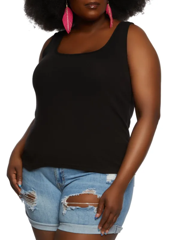 Plus Size Rib Knit Racerback Tank Top sold by Rainbow