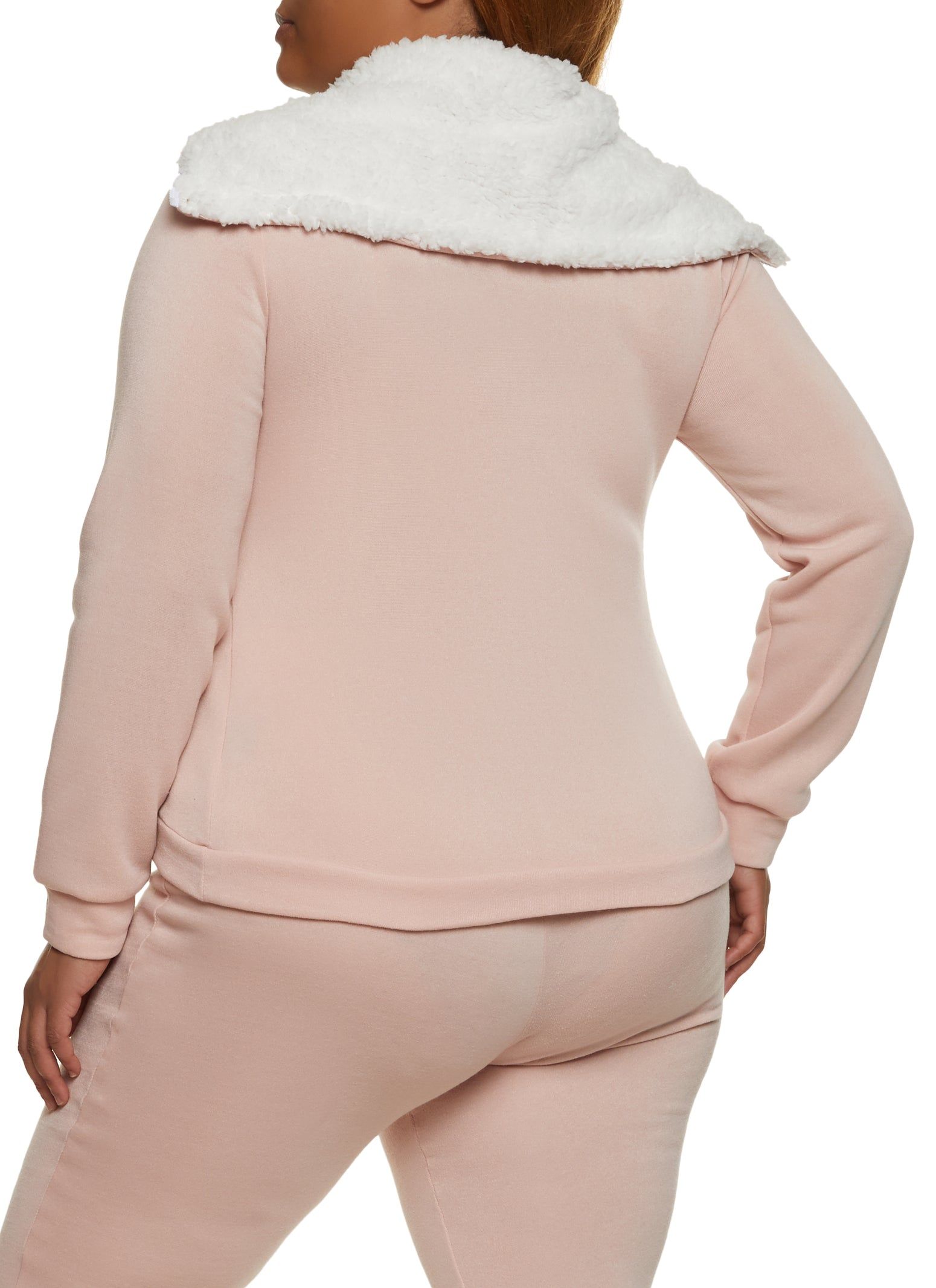 Plus Size Sherpa Lined Collar Half Zip Sweatshirt sold by Rainbow product image thumbnail 3