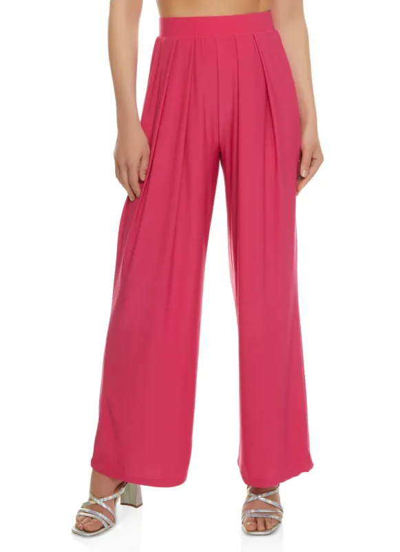 Pleated Detail High Waisted Wide Leg Pants sold by Rainbow