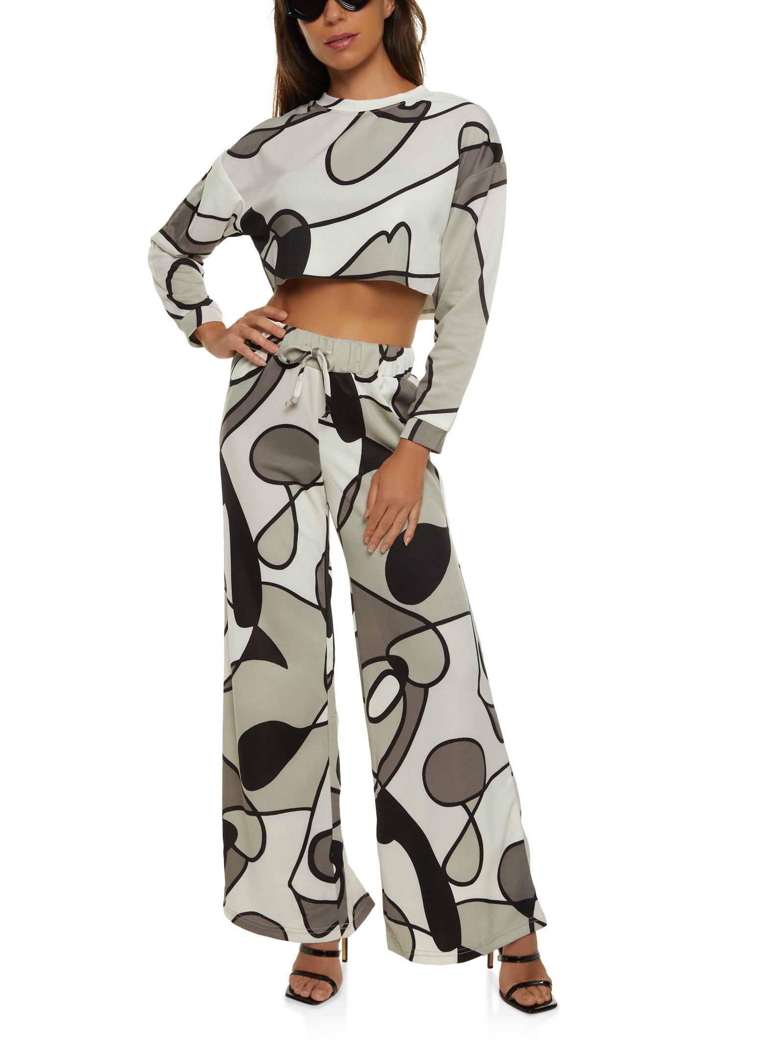 Abstract Print Long Sleeve Crop Top sold by Rainbow product image thumbnail 2