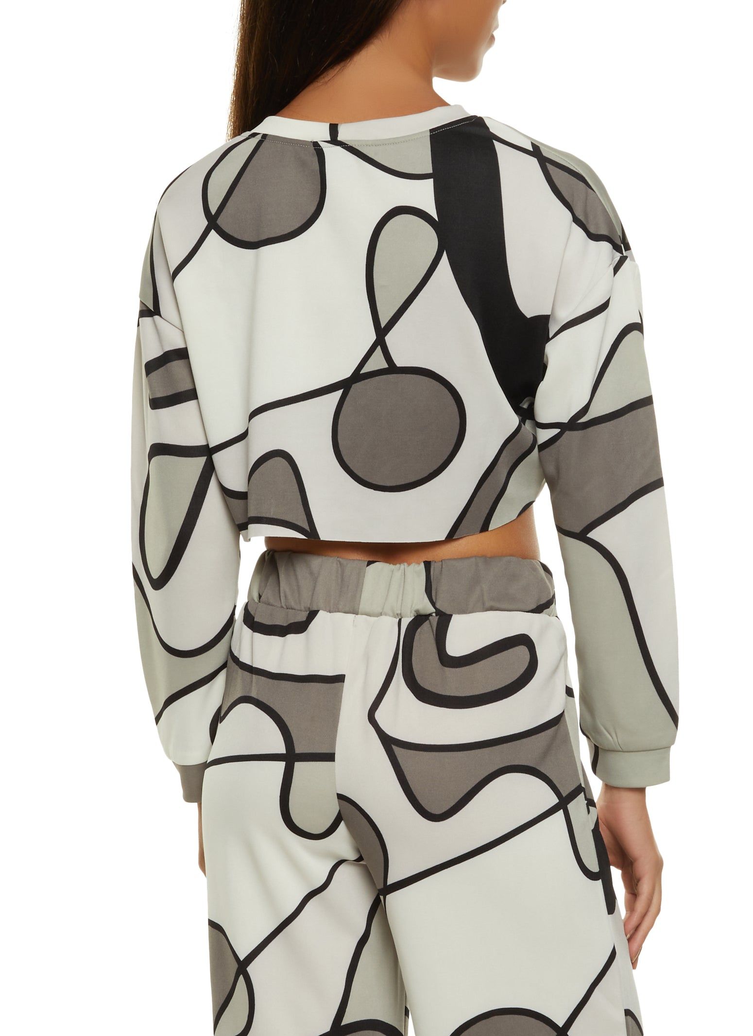 Abstract Print Long Sleeve Crop Top sold by Rainbow product image thumbnail 3