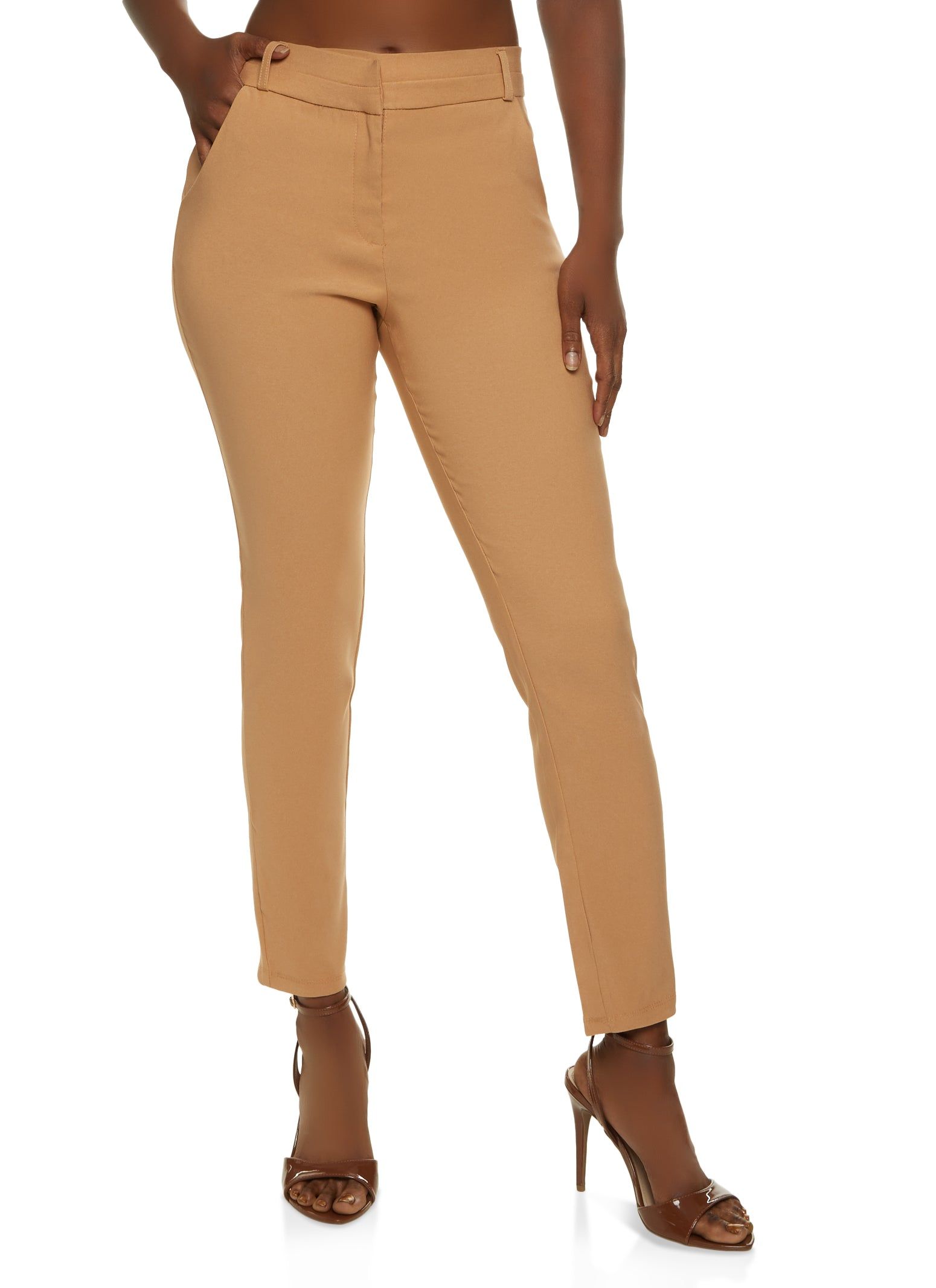 Solid High Waist Straight Leg Pants sold by Rainbow