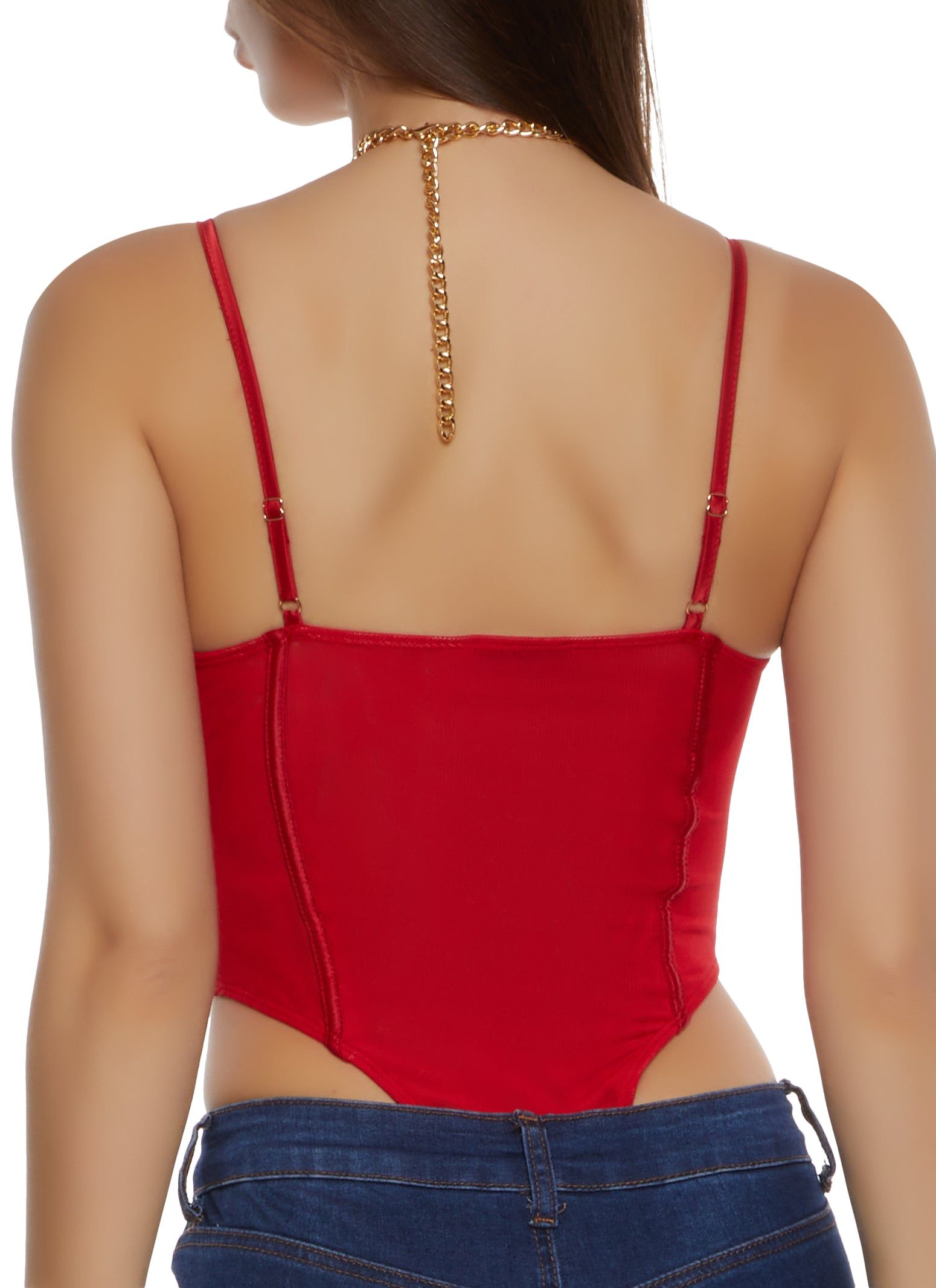 Necklace Detail Mesh Bustier Bodysuit sold by Rainbow product image thumbnail 3