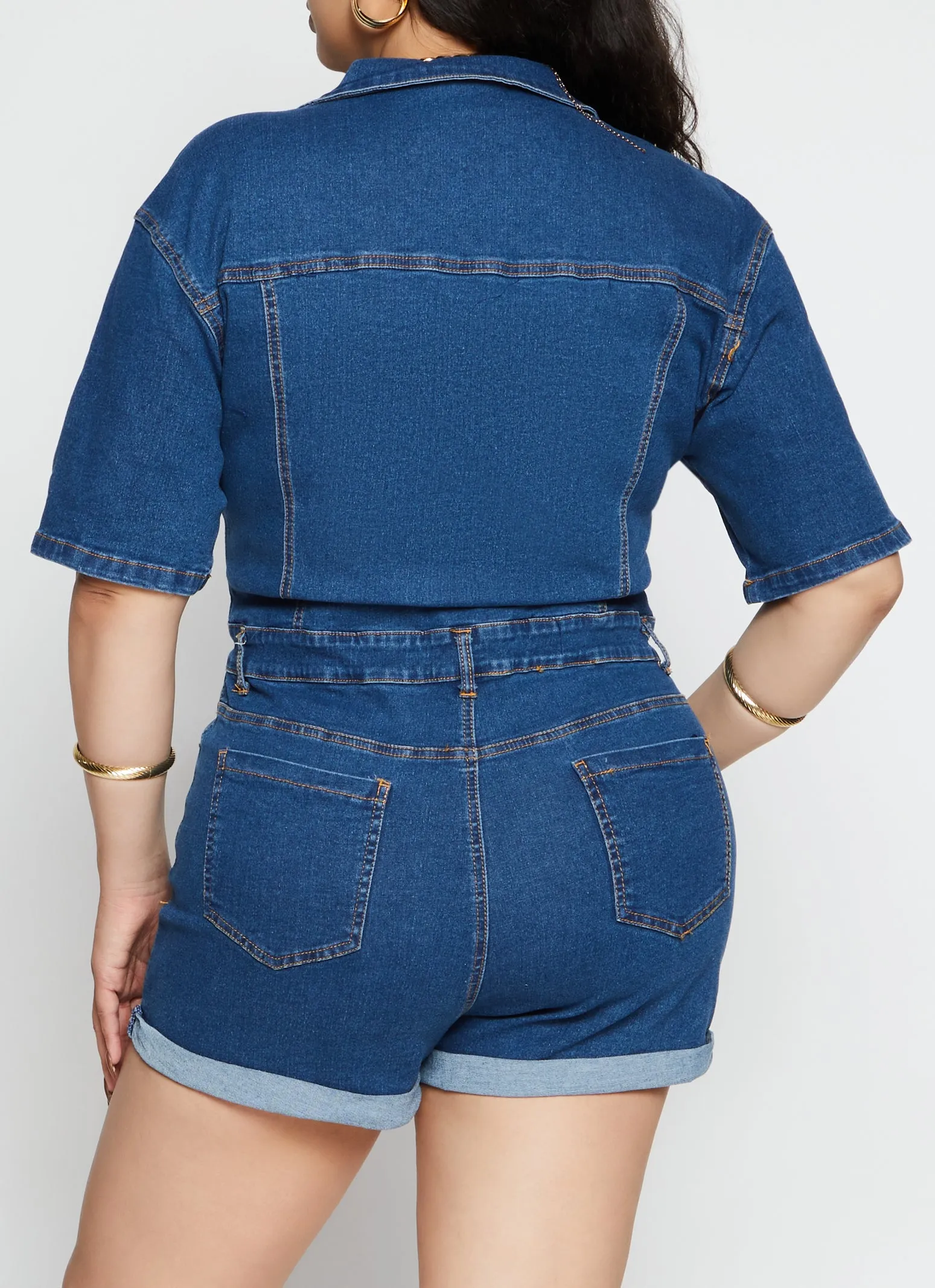 Plus Size Daisy Short Sleeve Denim Romper sold by Rainbow product image thumbnail 3