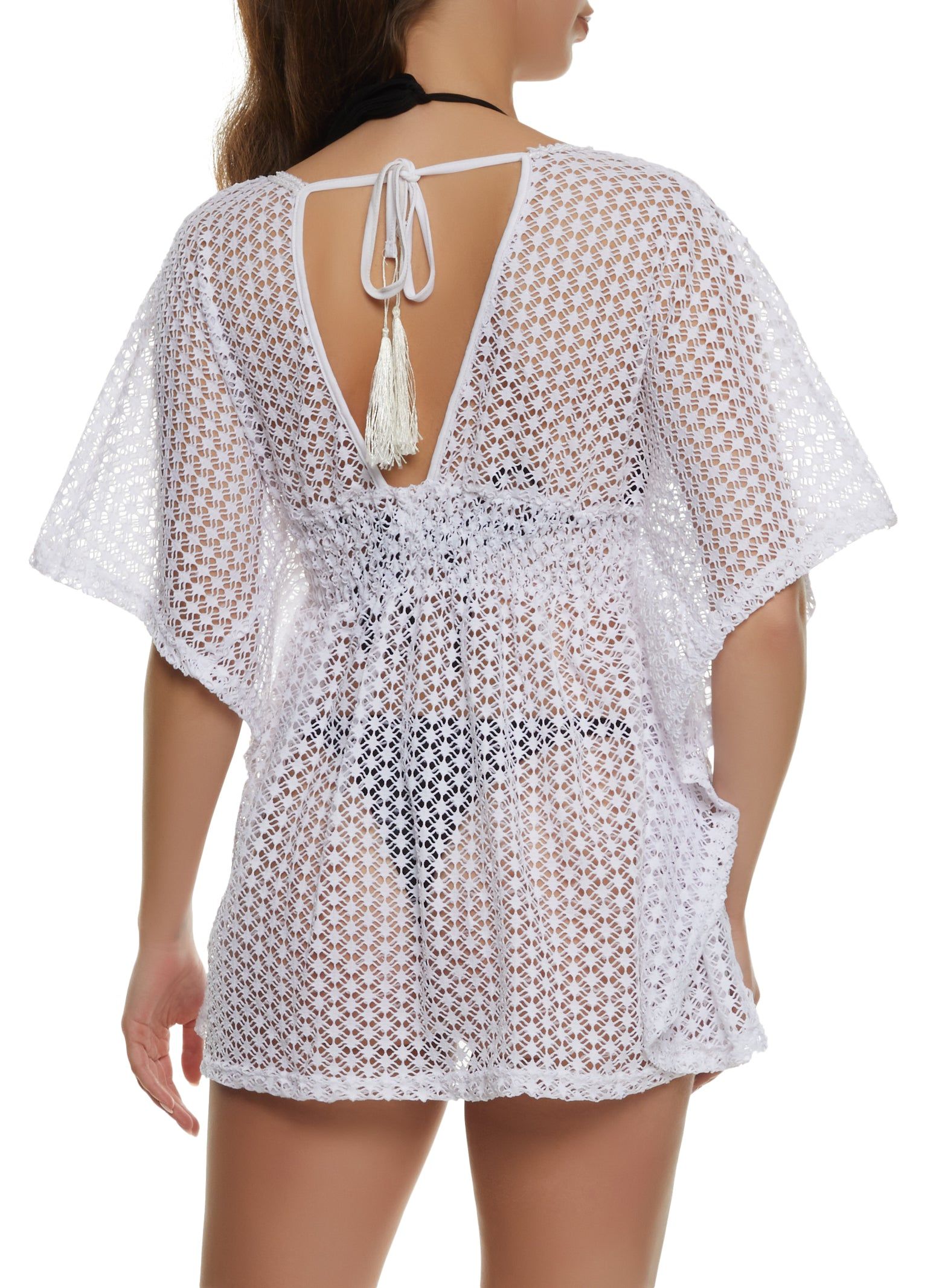 Smocked Waist Crochet Cover Up Kimono sold by Rainbow product image thumbnail 2