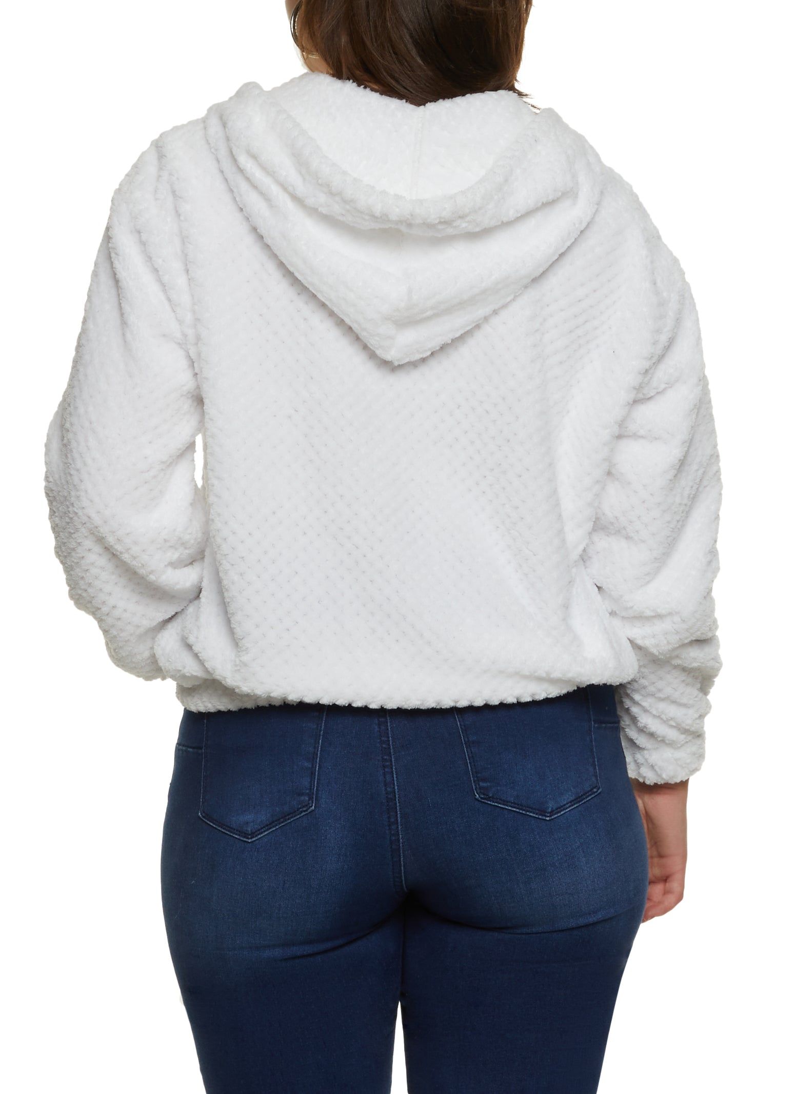 Plus Size Faux Fur Zip Front Hoodie sold by Rainbow product image thumbnail 2