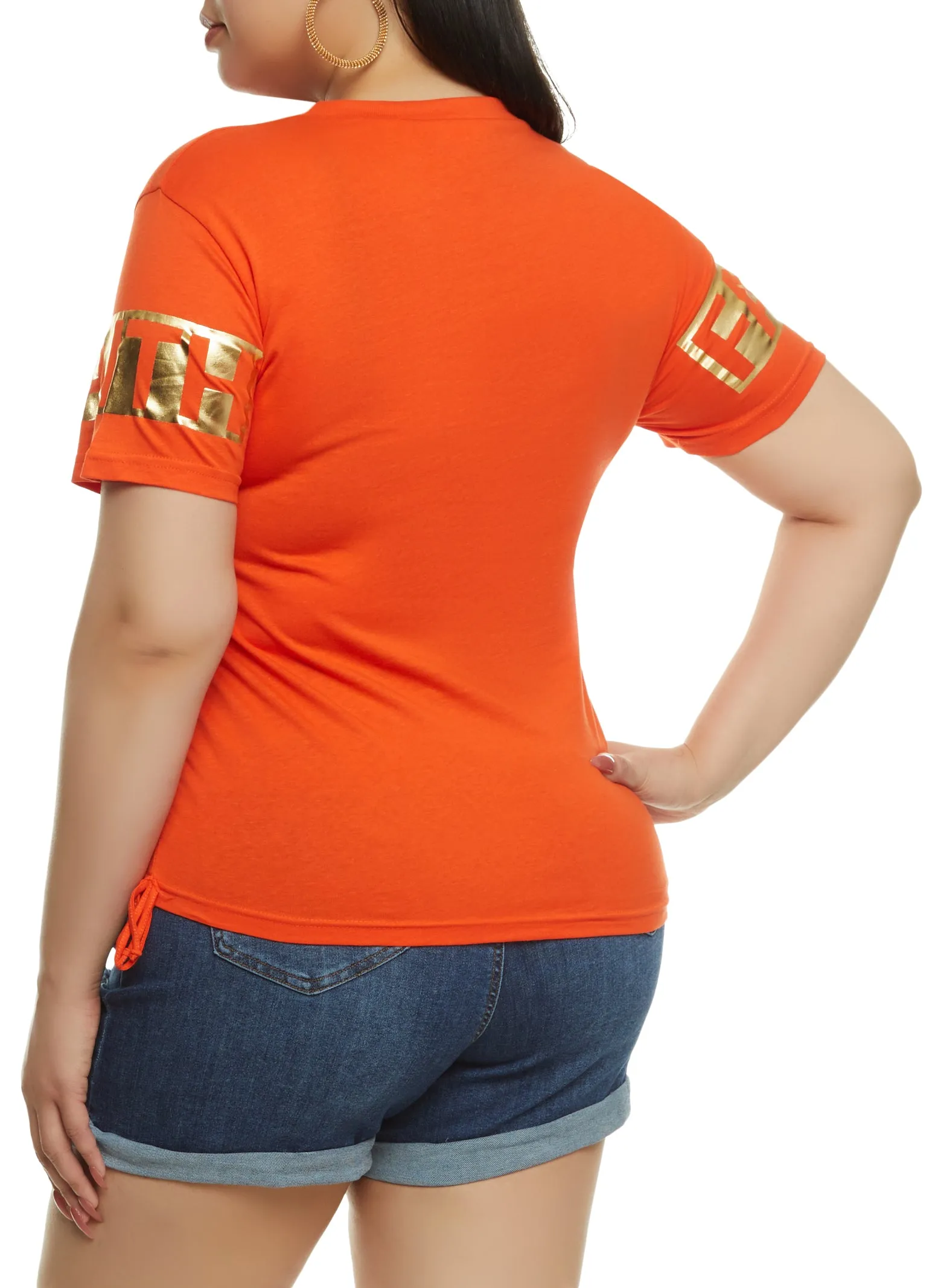 Plus Size Ruched Side Faith Foil Graphic Tee sold by Rainbow product image thumbnail 2