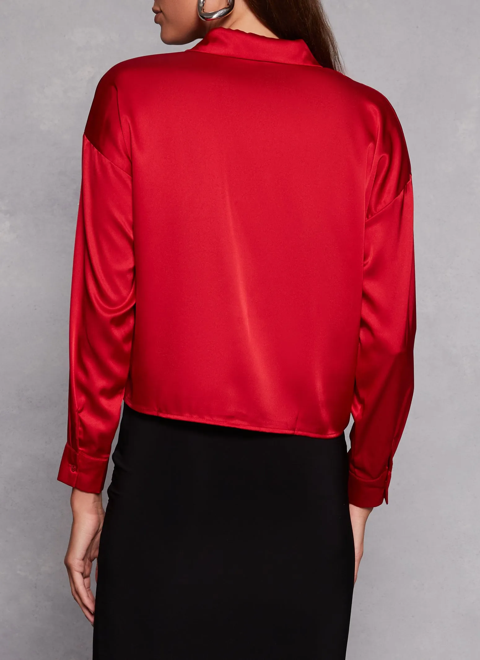 Satin Button Front Cropped Blouse sold by Rainbow product image thumbnail 3