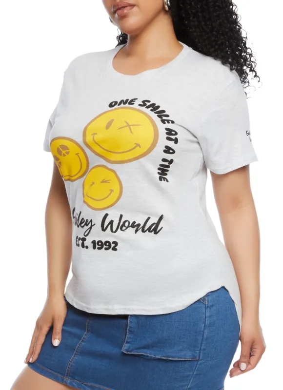 Plus Size One Smile At A Time Graphic Tee sold by Rainbow