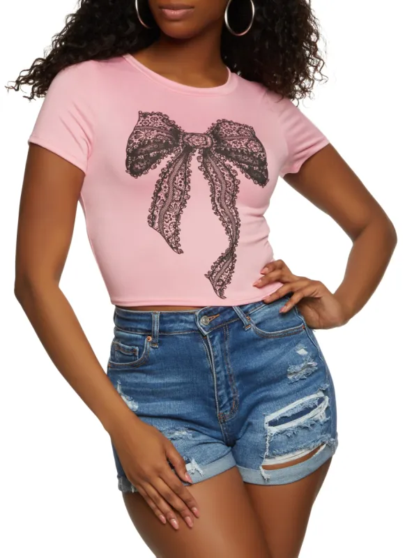 Lace Bow Graphic Tee sold by Rainbow