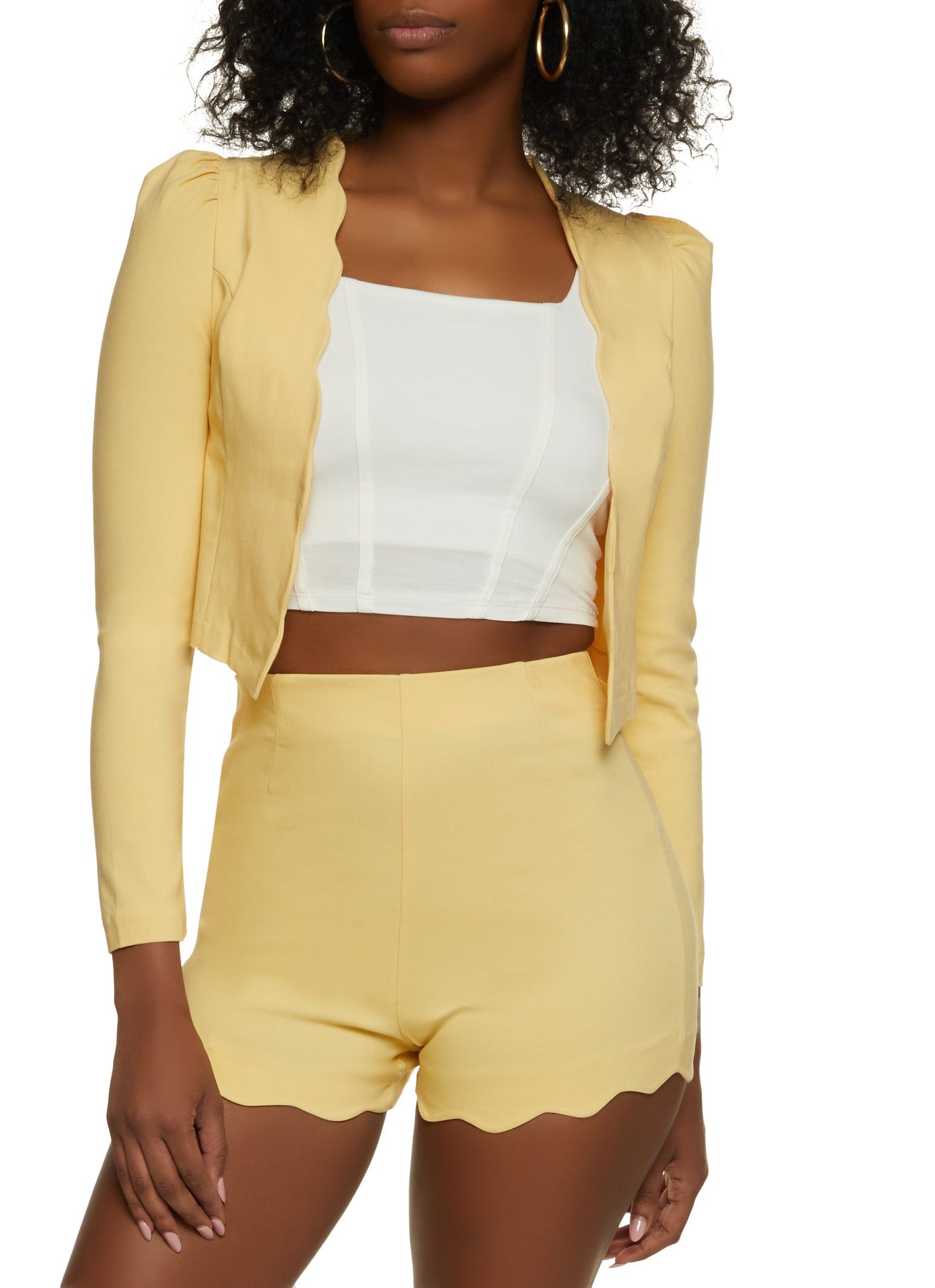 Scalloped Trim Cropped Blazer sold by Rainbow product image thumbnail 2