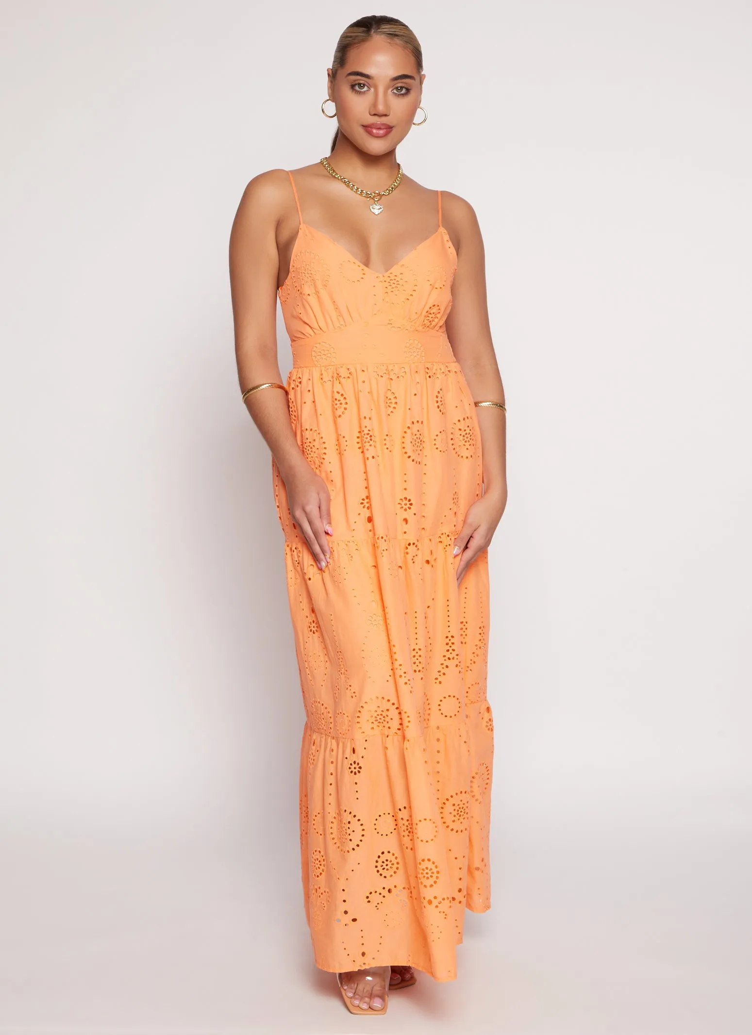 Eyelet Tie Back Tiered Maxi Dress sold by Rainbow product image thumbnail 2