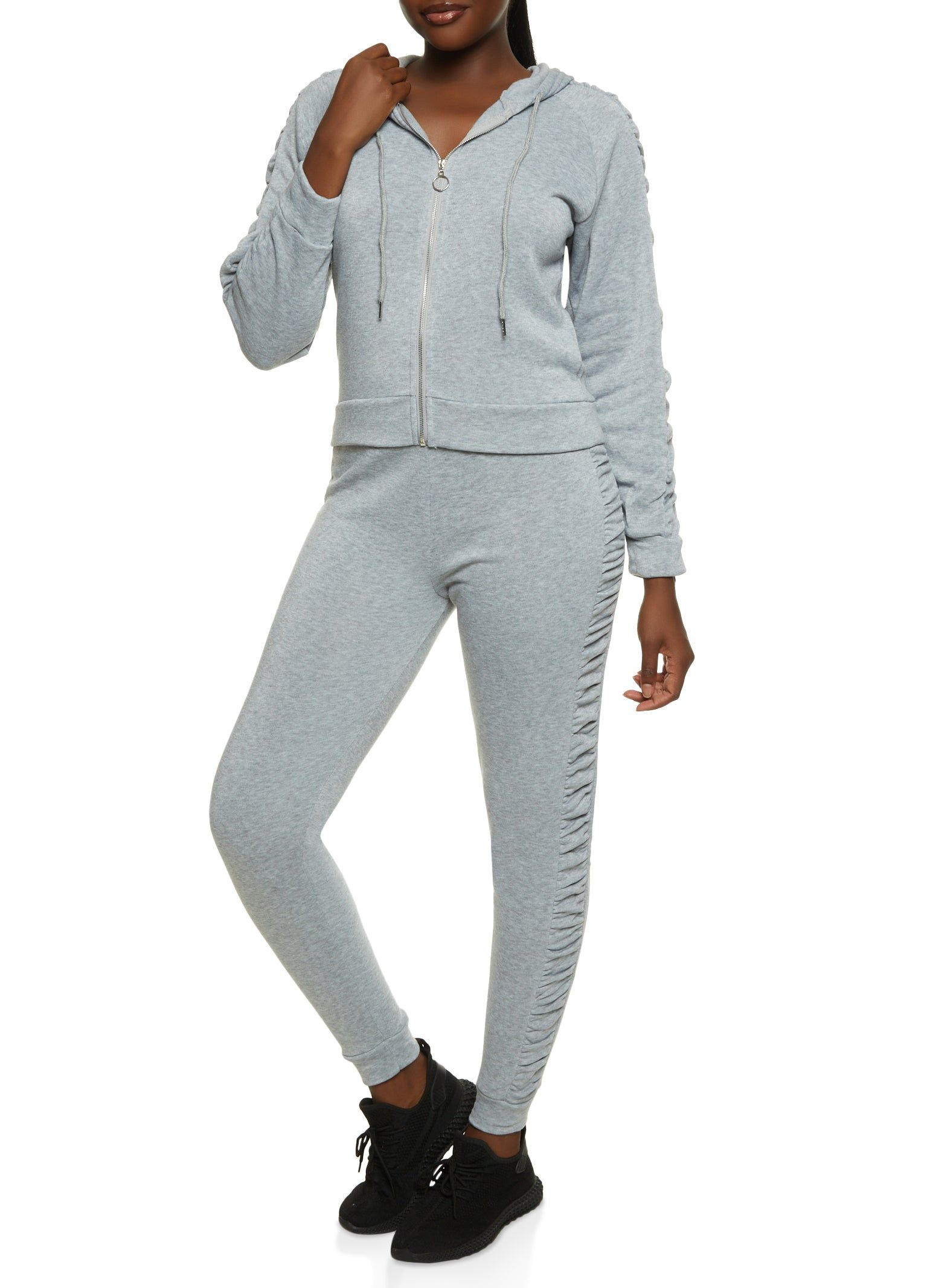 Ruched Sleeve Detail Zip Hoodie sold by Rainbow product image thumbnail 2