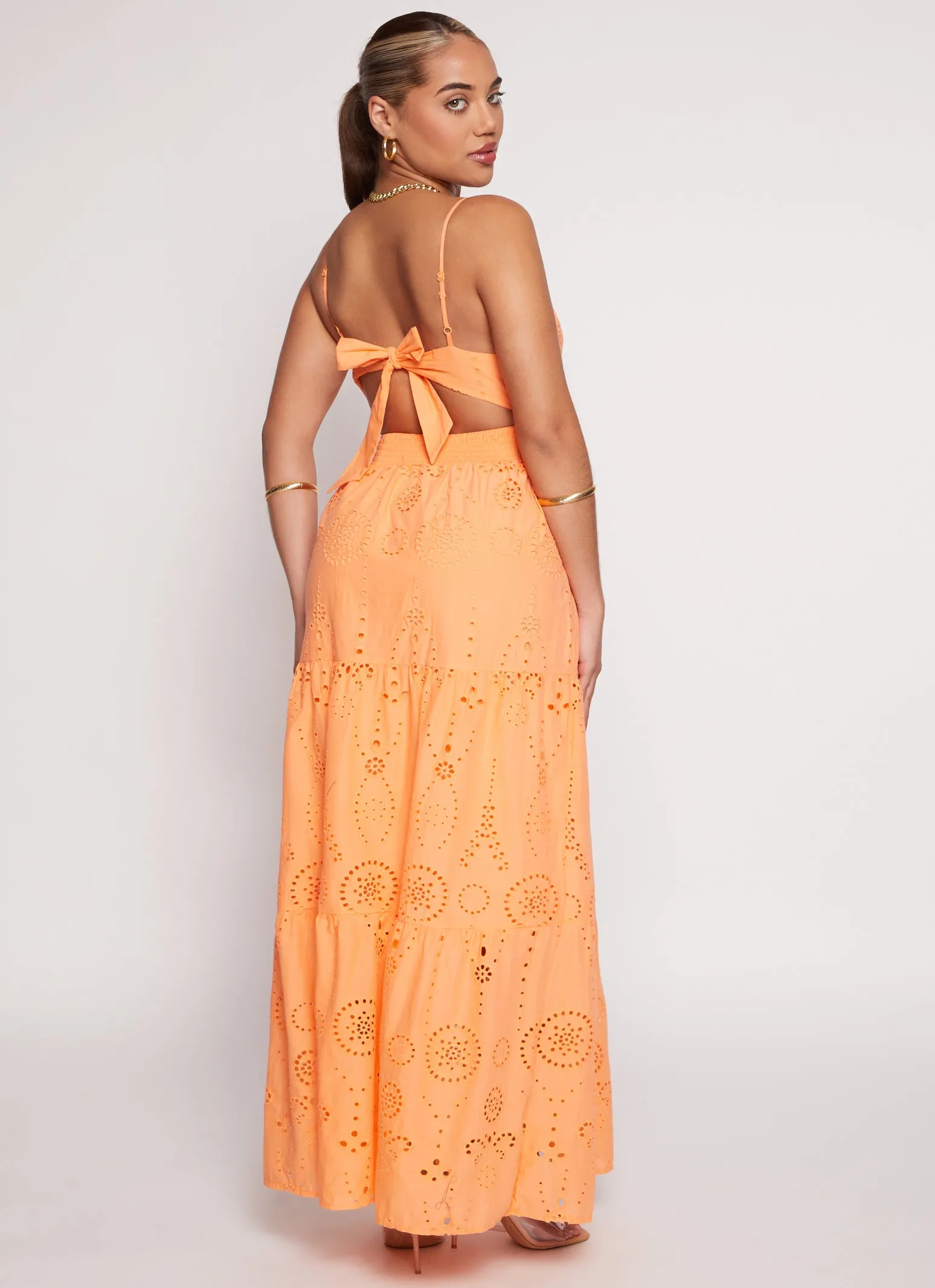 Eyelet Tie Back Tiered Maxi Dress sold by Rainbow product image thumbnail 3