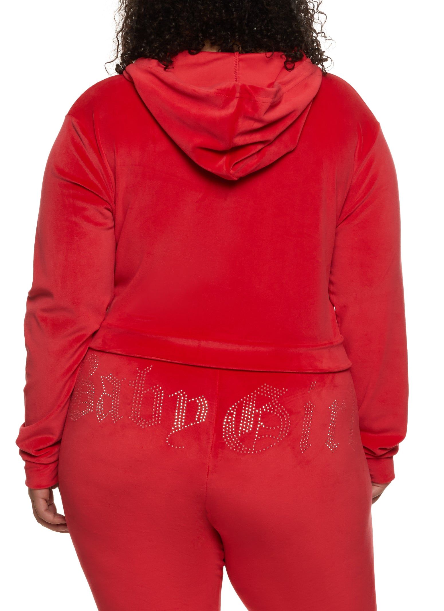 Plus Size B Initial Rhinestone Studded Hoodie sold by Rainbow product image thumbnail 3