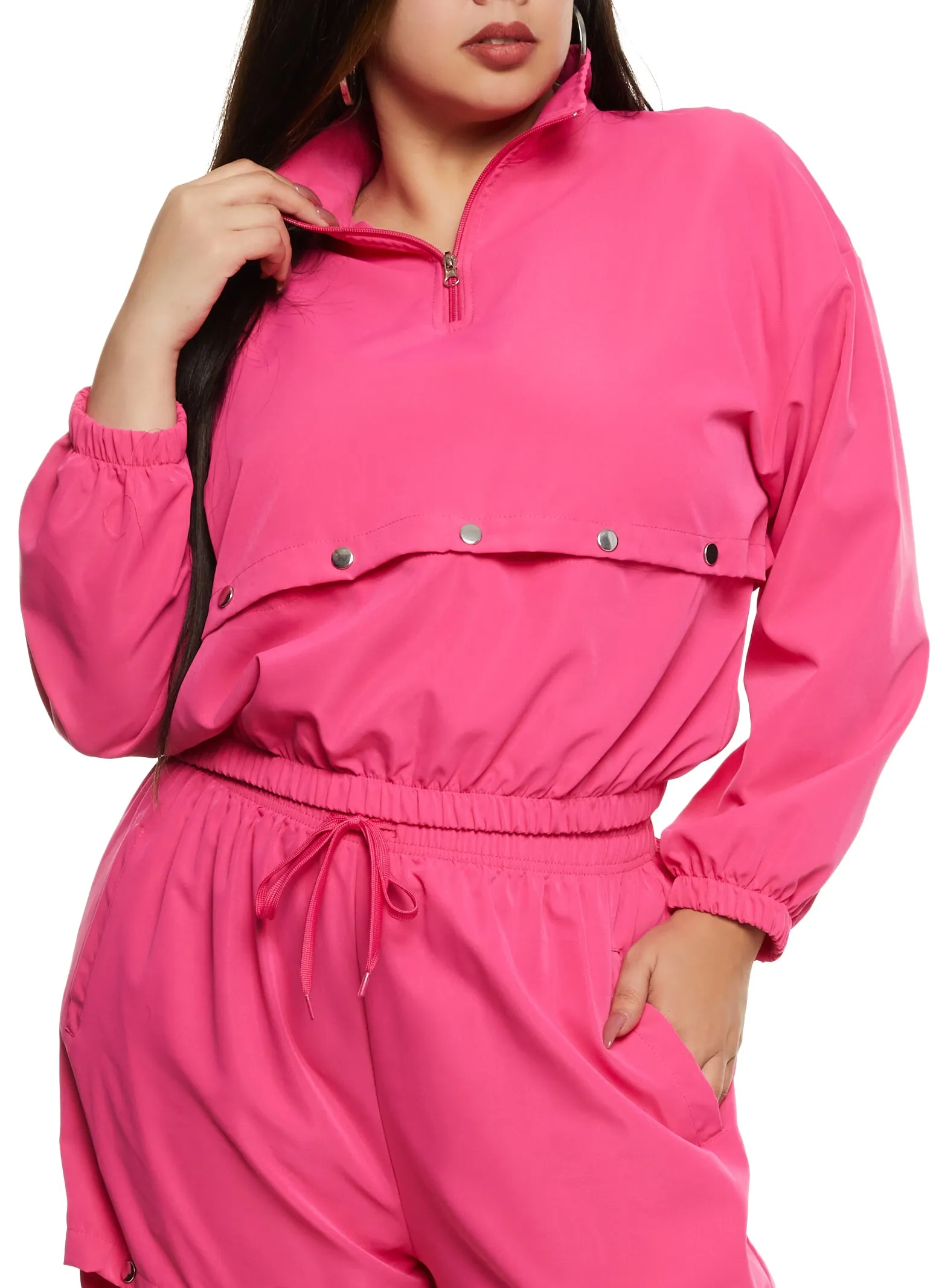 Plus Size Zip Neck Tear Away Track Jacket sold by Rainbow