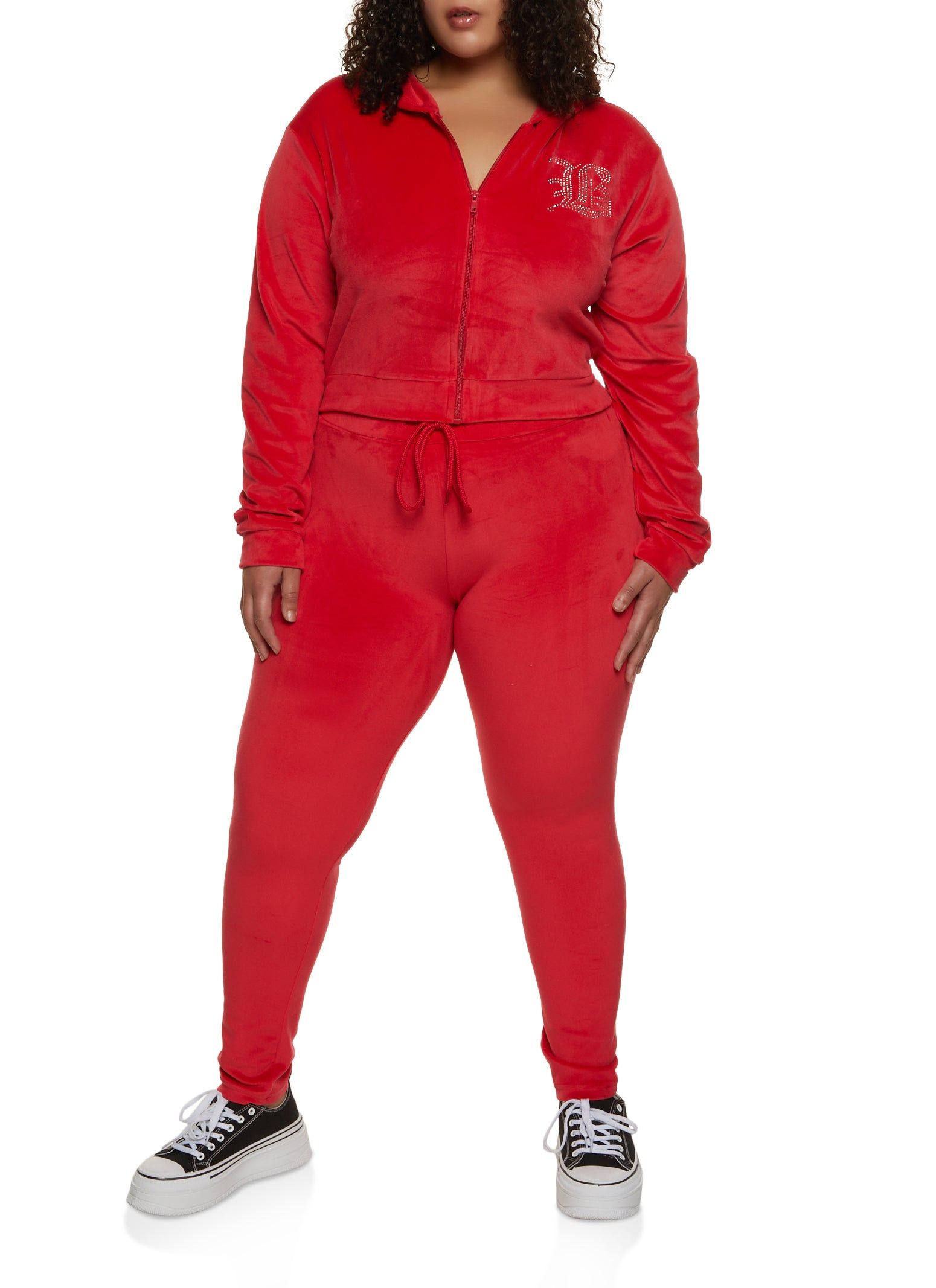 Plus Size B Initial Rhinestone Studded Hoodie sold by Rainbow product image thumbnail 2