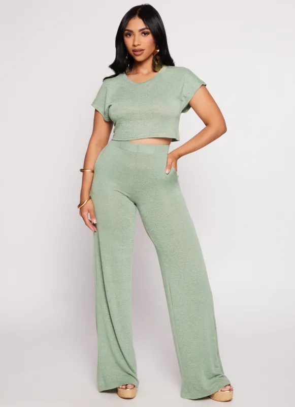 Daisy Brushed Knit Wide Leg Pants sold by Rainbow