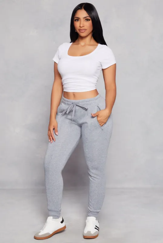 Fleece Pintuck Drawstring High Waist Joggers sold by Rainbow