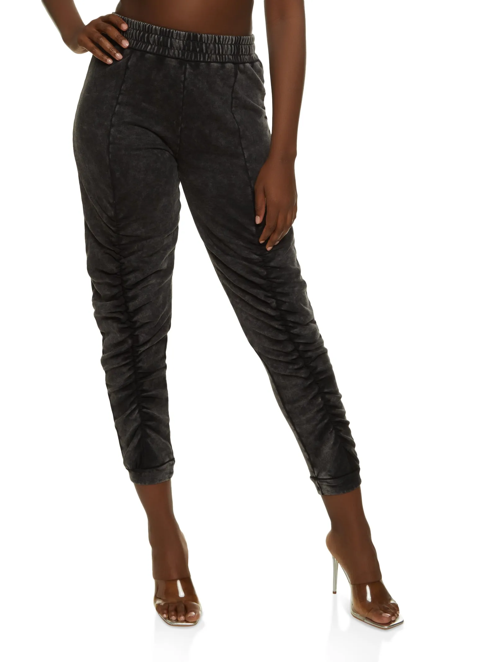 Acid Wash Ruched Joggers sold by Rainbow