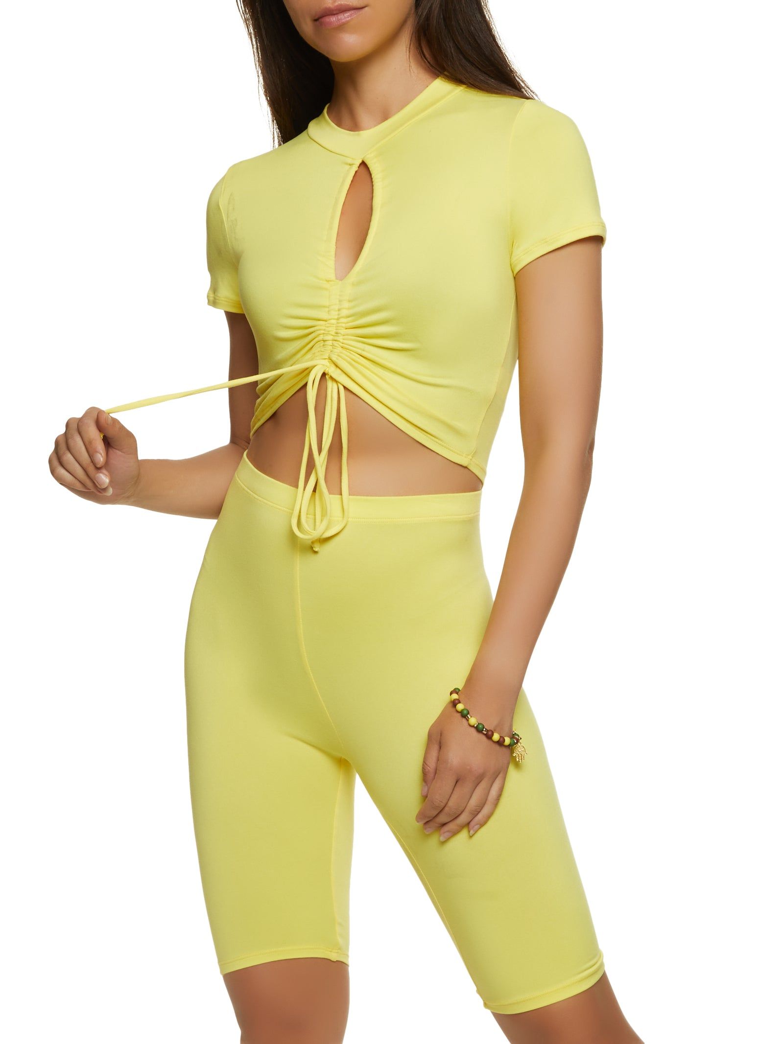 Keyhole Ruched Cropped Tee sold by Rainbow product image thumbnail 2