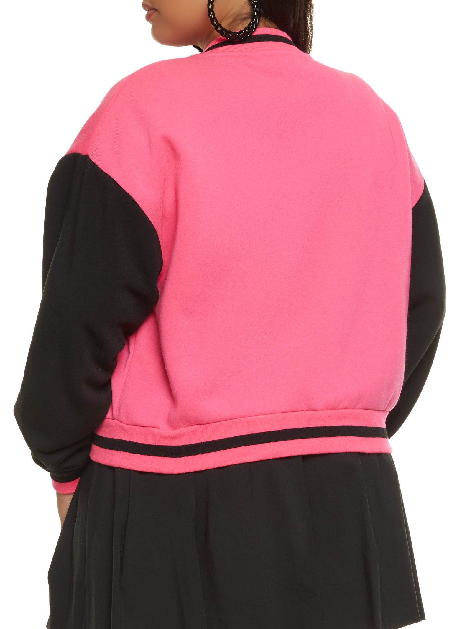 Plus Size A Initial Chenille Patch Varsity Jacket sold by Rainbow product image thumbnail 3