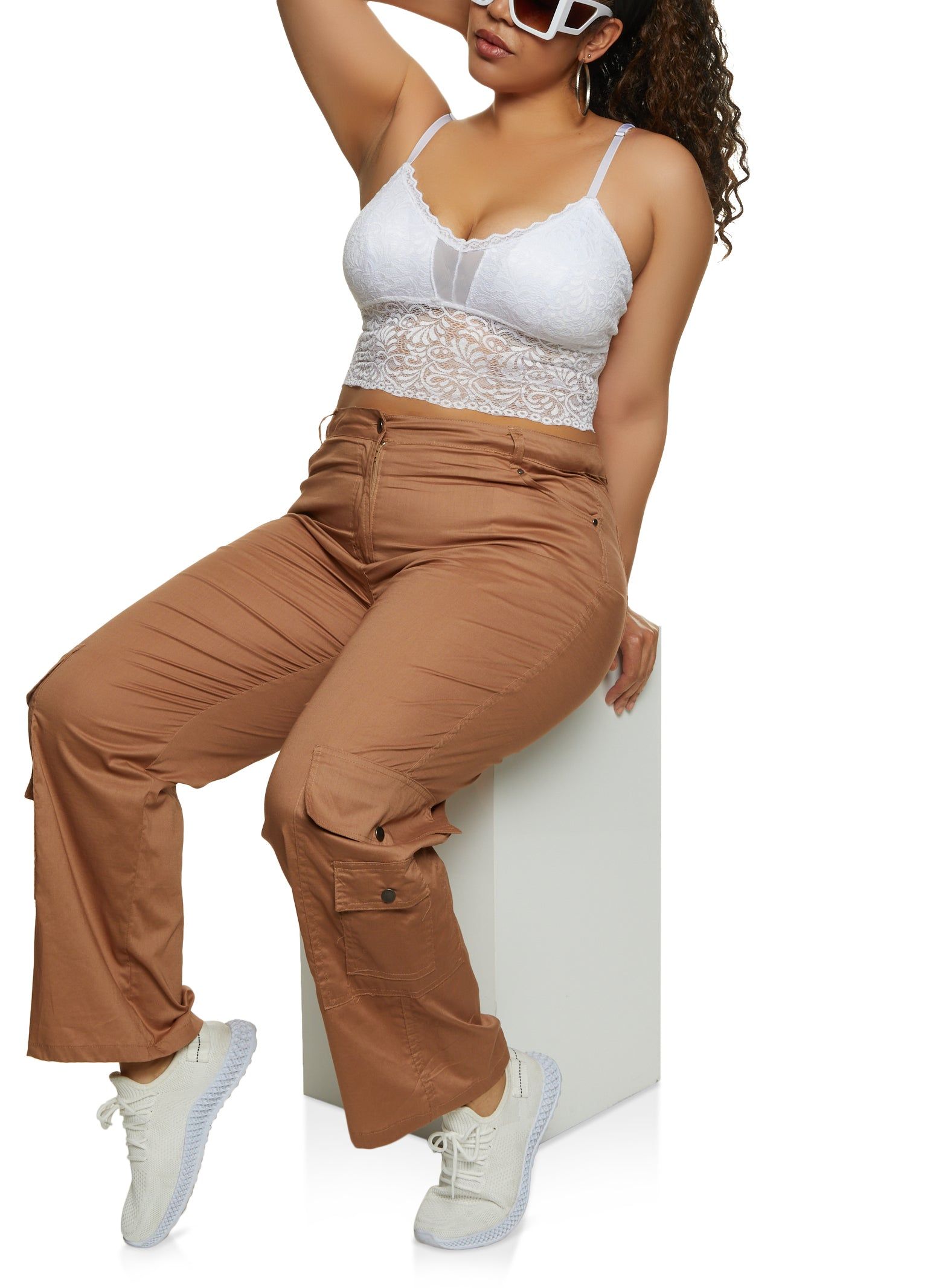 Plus Size Poplin High Waist Cargo Pants sold by Rainbow product image thumbnail 2