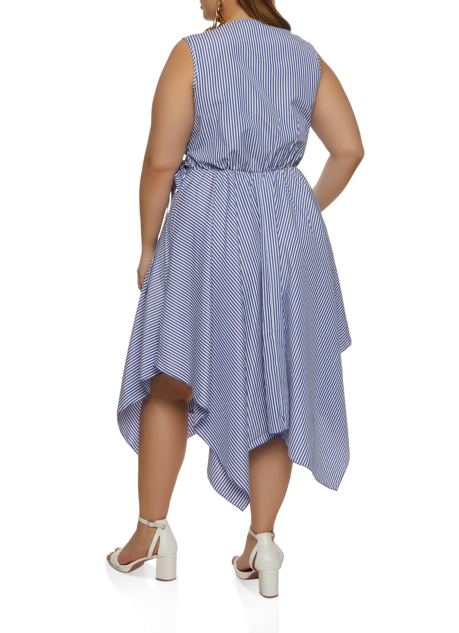 Plus Size Striped Sleeveless Faux Wrap Dress sold by Rainbow product image thumbnail 3