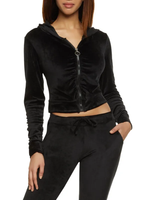 Solid Velour Zip Up Hoodie sold by Rainbow