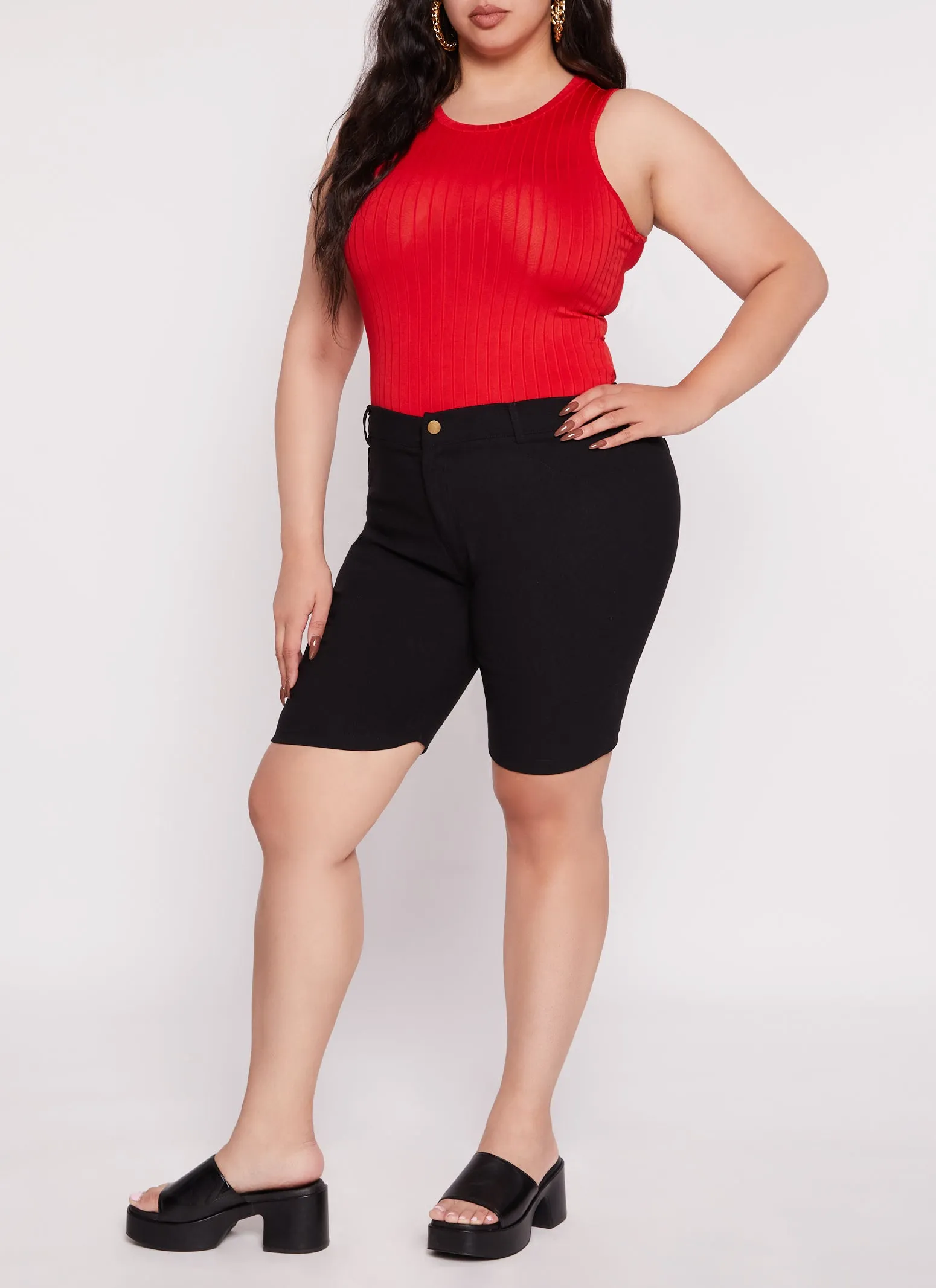 Plus Size Daisy Ribbed Crew Neck Tank Bodysuit sold by Rainbow product image thumbnail 2