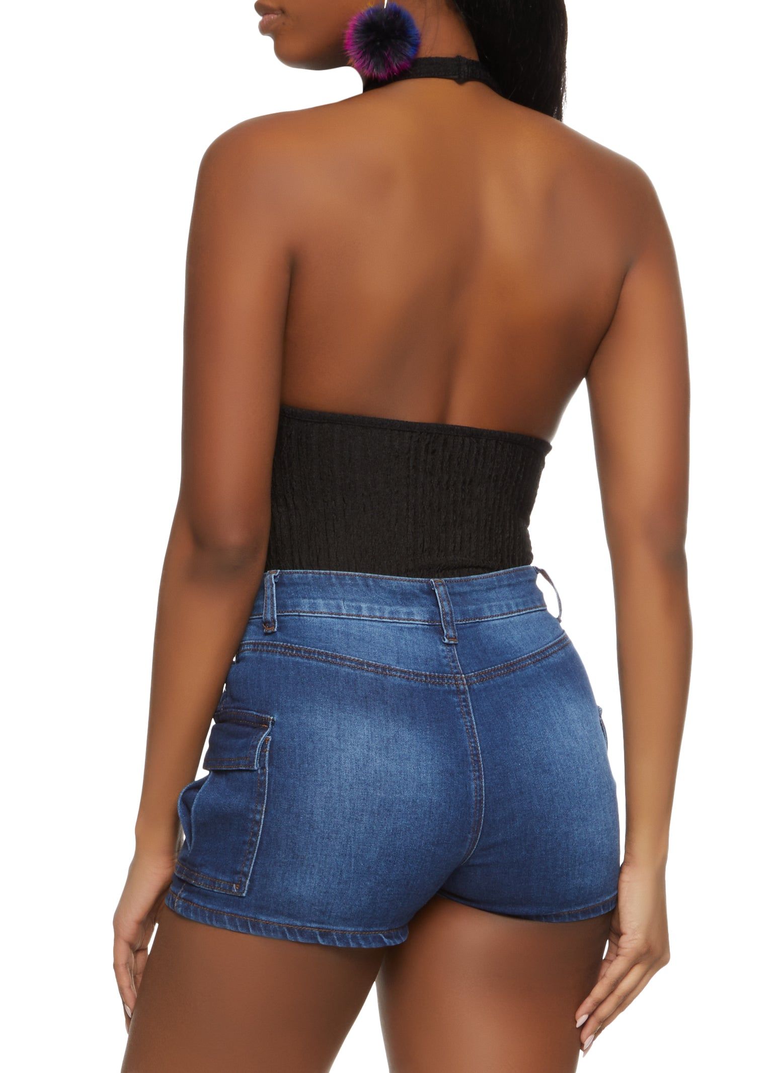 Textured Knit Halter Neck Plunge Bodysuit sold by Rainbow product image thumbnail 3