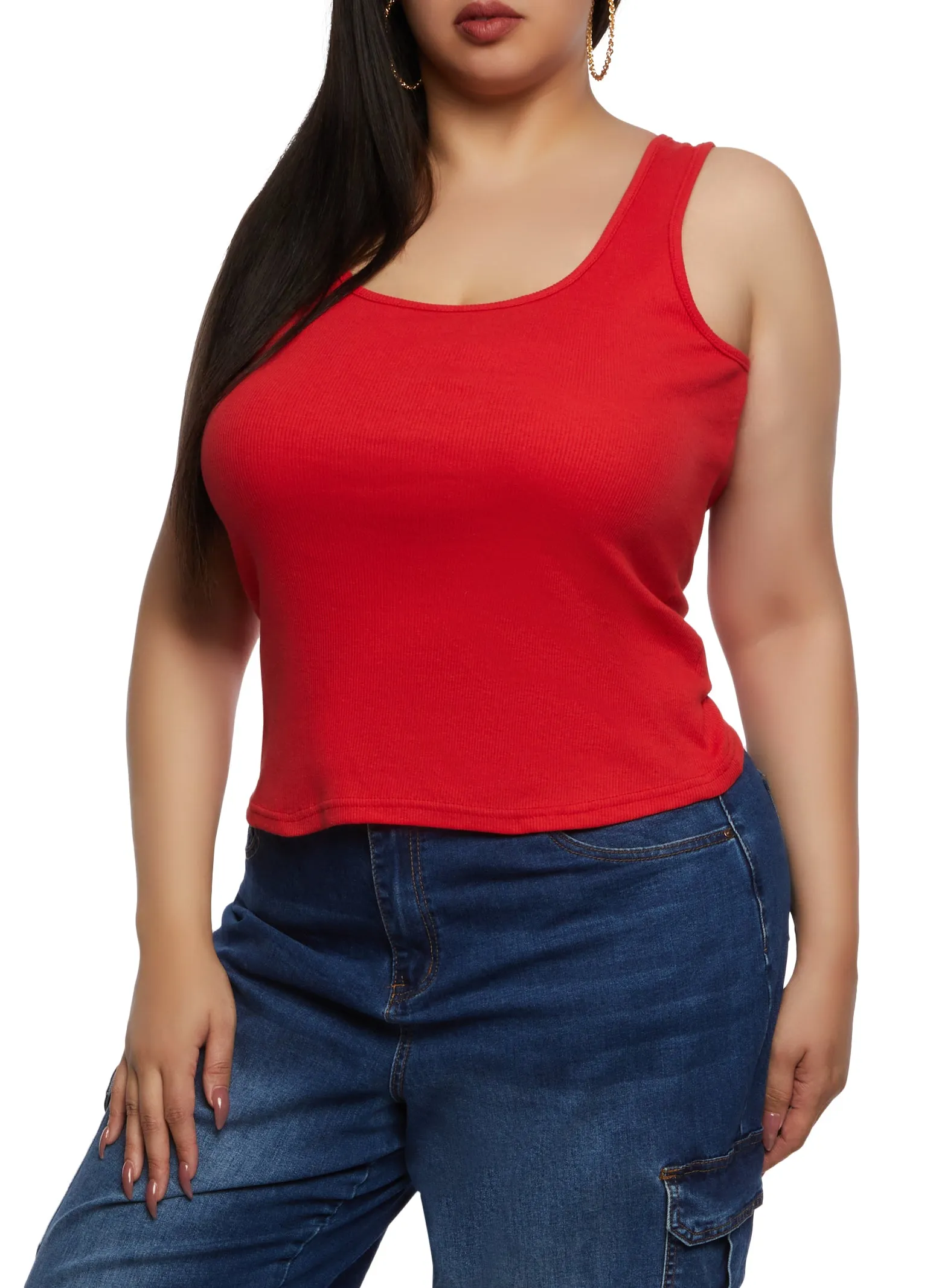 Plus Size Rib Knit Racerback Tank Top sold by Rainbow product image thumbnail 2