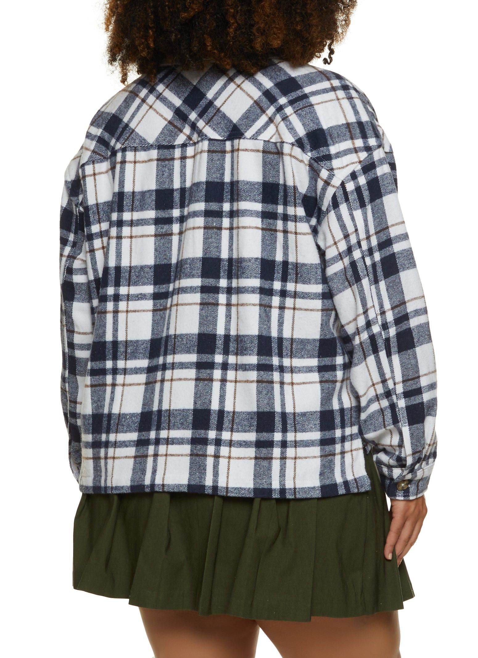 Plus Size Plaid Brushed Knit Cropped Shacket sold by Rainbow product image thumbnail 2