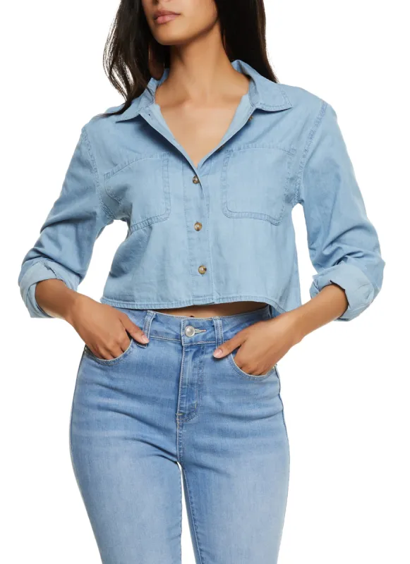 Denim Cropped Shirt sold by Rainbow