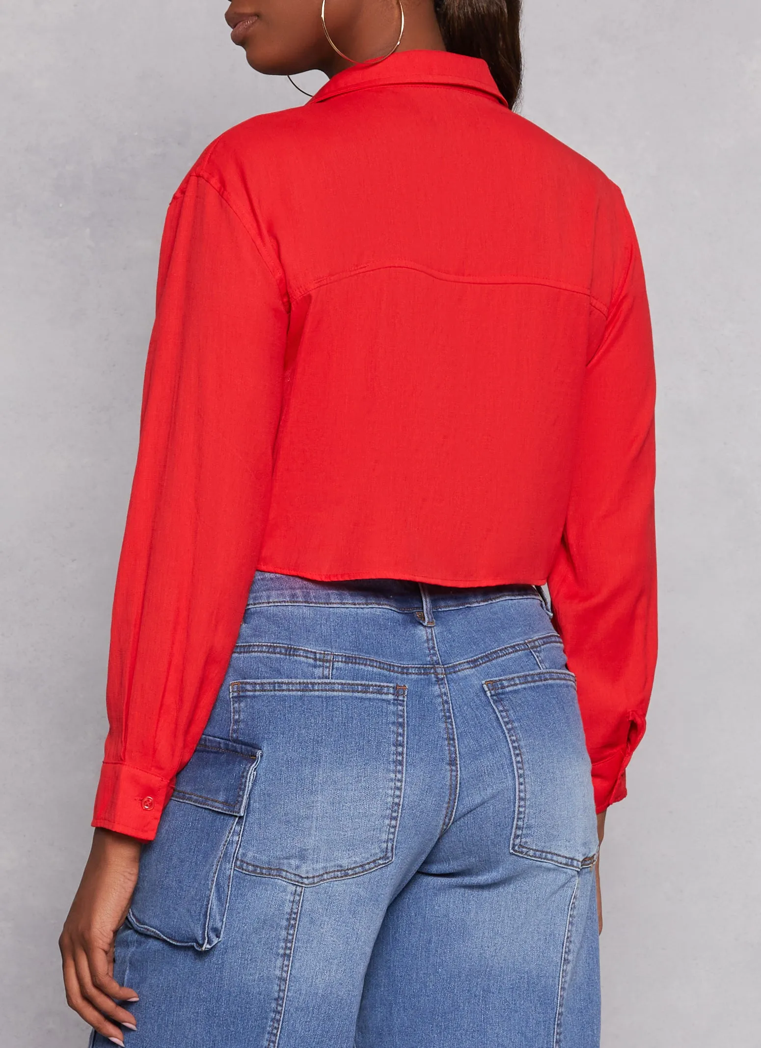 Poplin Cropped Button Front Shirt sold by Rainbow product image thumbnail 3