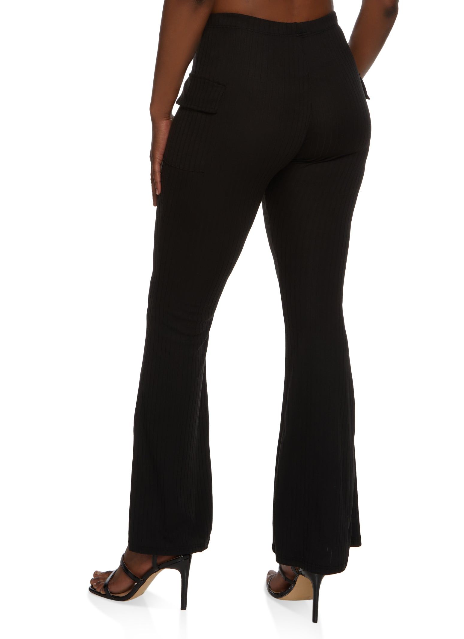 Ribbed Knit Cargo Flare Pants sold by Rainbow product image thumbnail 3