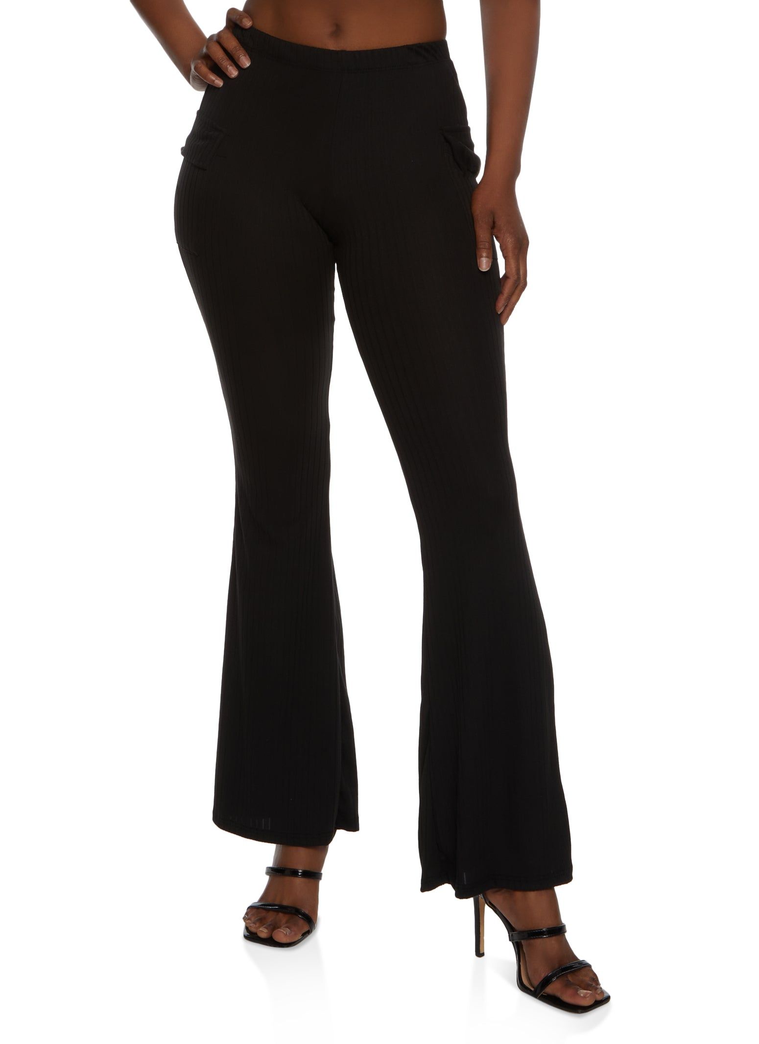 Ribbed Knit Cargo Flare Pants sold by Rainbow product image thumbnail 2