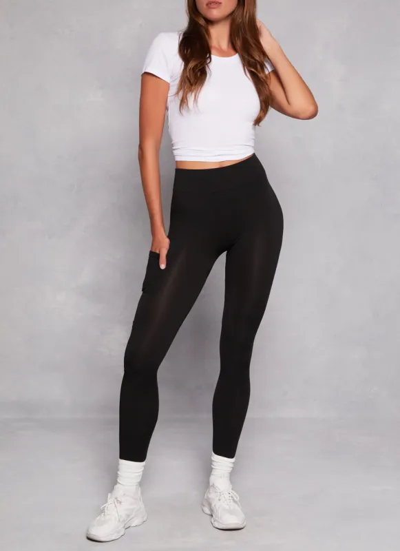 Solid Double Cell Phone Pocket Leggings sold by Rainbow