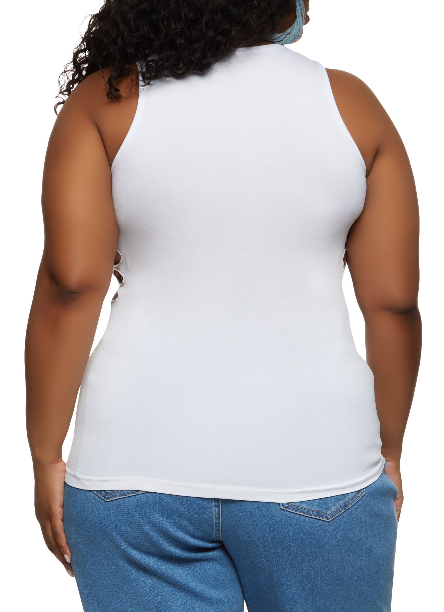 Plus Size Seamless Laser Cut High Neck Tank Top sold by Rainbow product image thumbnail 2