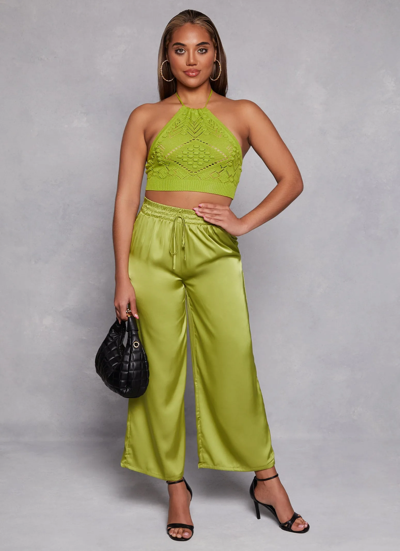 Satin High Waist Palazzo Pants sold by Rainbow
