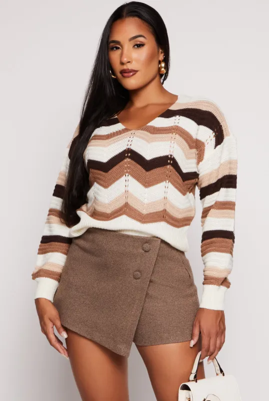 Chevron V Neck Pullover Sweater sold by Rainbow