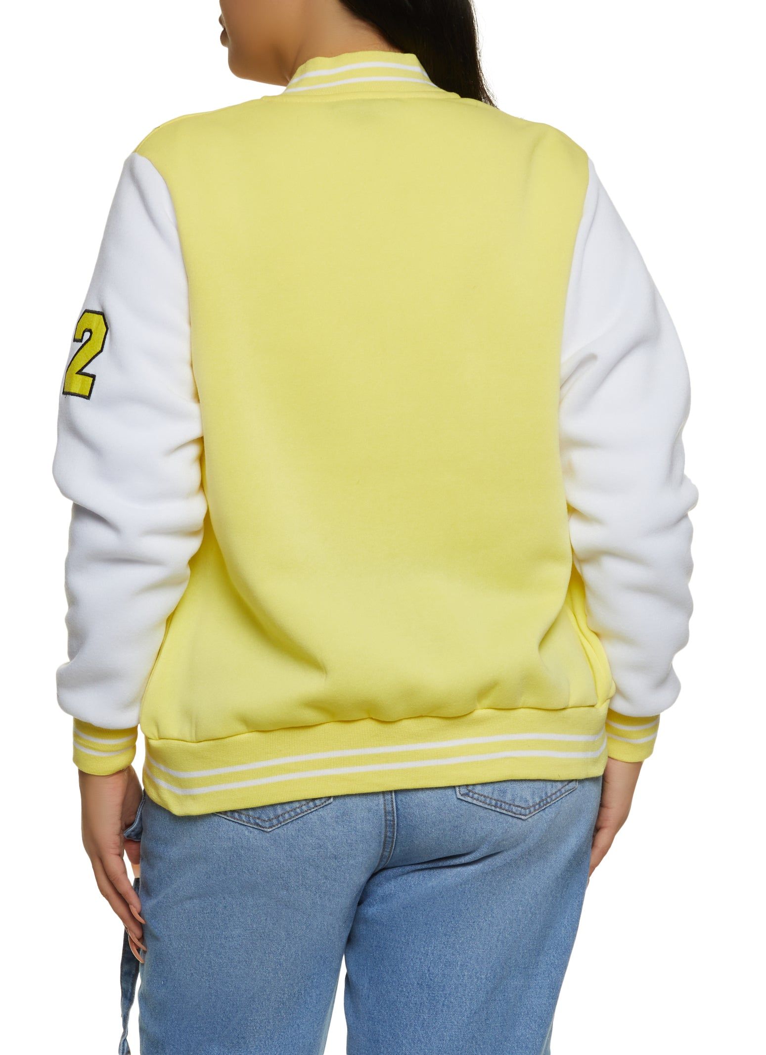 Plus Size Fleece Graphic Patch Baseball Jacket sold by Rainbow product image thumbnail 3